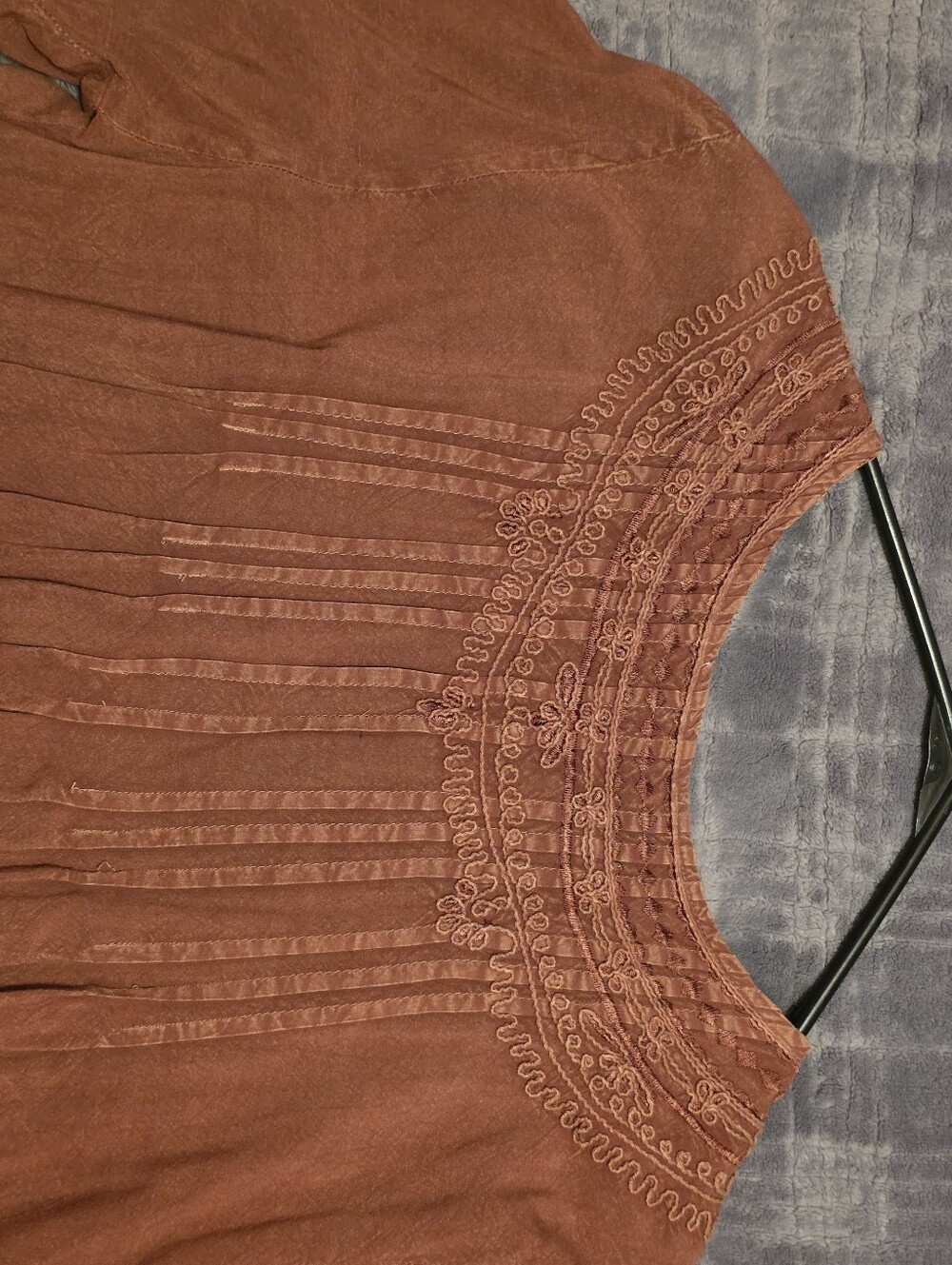 Solitaire Rust Embroidered Peasant Midi Dress/Tunic size 1X - Picture 6 of 11